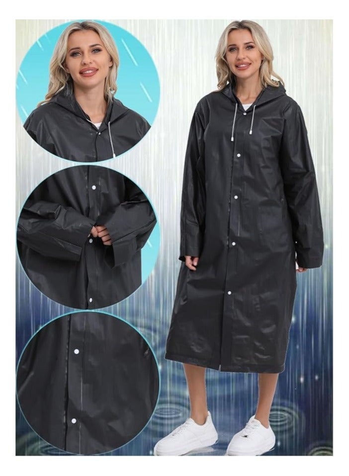 2 Piece Reusable Rain Ponchos For Adults, Raincoats Emergency For Women Men With Drawstring And Sleeves - Image 3